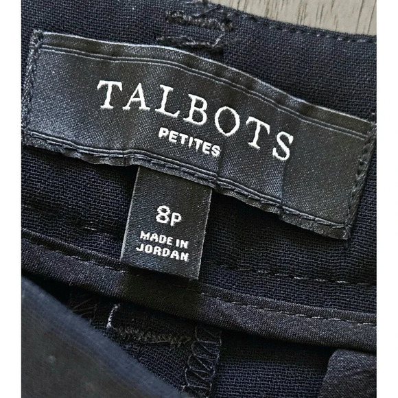 Talbots Cropped Black Wide Leg Dress Pants Polyester Size 8 Petite Flat Front - Picture 3 of 8